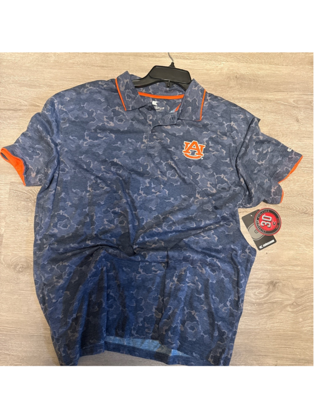 Men's Colosseum Blue Camo Auburn Polo Shirt XL